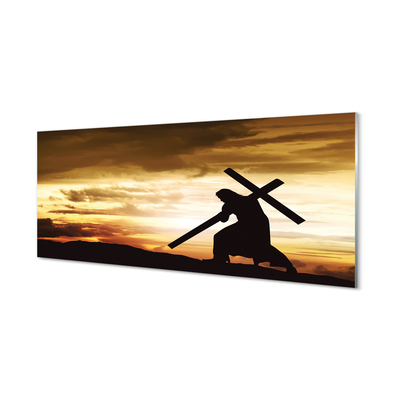 Fotografija na akrilnom staklu Isusov križ zalazak sunca