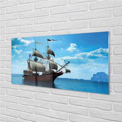 Fotografija na akrilnom staklu Brod nebo oblaci more