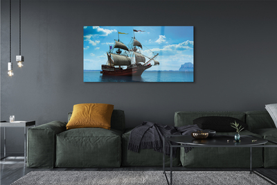 Fotografija na akrilnom staklu Brod nebo oblaci more