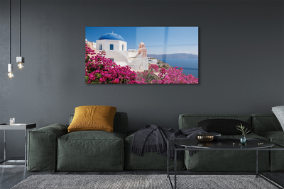 Akrilna slika Grčka Cvijeće morske zgrade