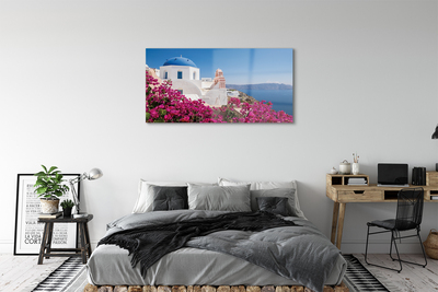 Akrilna slika Grčka Cvijeće morske zgrade