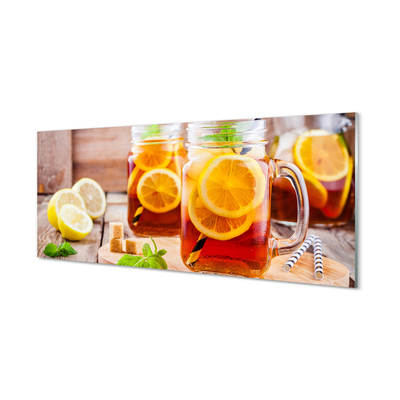 Fotografija na akrilnom staklu Hladan čaj sa slamkama citrusa