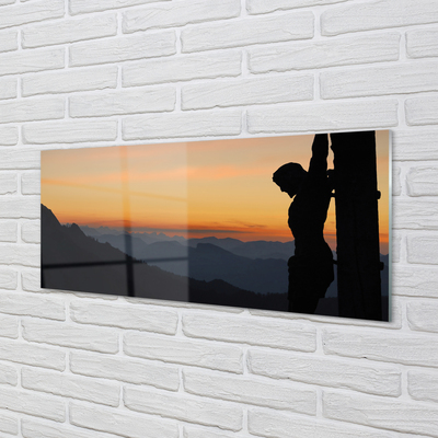 Fotografija na akrilnom staklu Raspeti Isus zalazak sunca