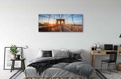 Fotografija na akrilnom staklu Most izlazak sunca neboderi