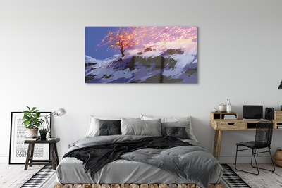 Akrilna slika Zimsko planinsko drvo
