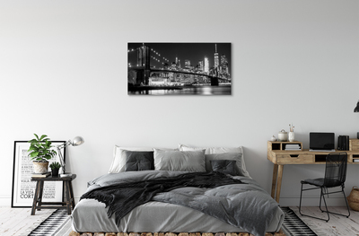 Foto slika na platnu Most neboderi noćna rijeka