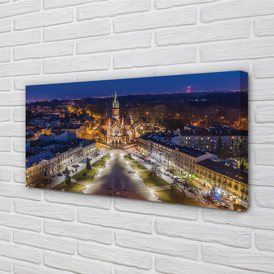 Fotografija na canvas platnu Krakovska noćna panorama crkve