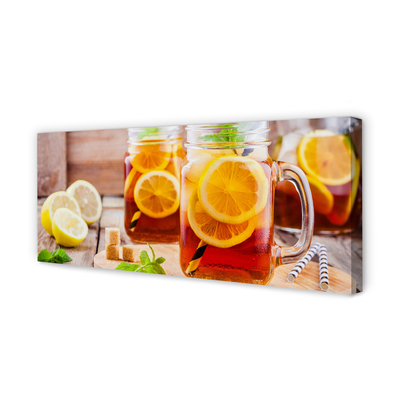 Foto slika na platnu Hladan čaj sa slamkama citrusa