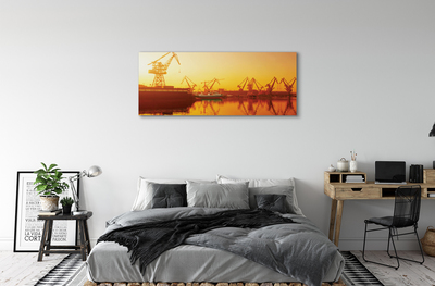Slika canvas Izlazak sunca u brodogradilištu Gdańsk
