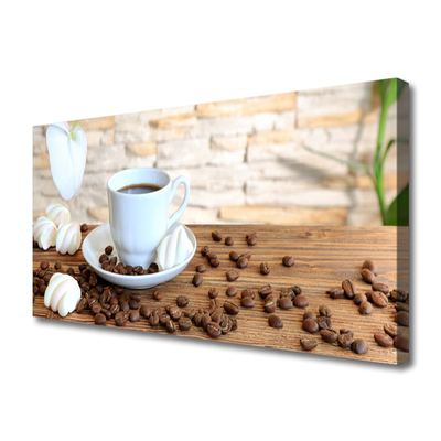 Fotografija na canvas platnu Kuhinja sa šalicom kave u zrnu