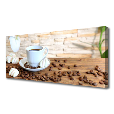 Fotografija na canvas platnu Kuhinja sa šalicom kave u zrnu