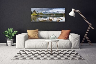 Slika na platnu Jezero planinski šumski krajolik