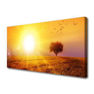 Slika na platnu Sunset Meadow Birds