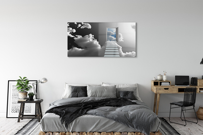 Staklena slika Oblačne stepenice vrata