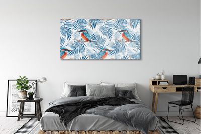 Staklena slika Naslikana ptica na grani