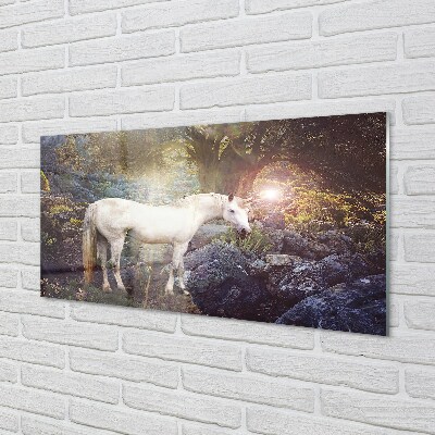 Staklena slika za zid Jednorog u šumi
