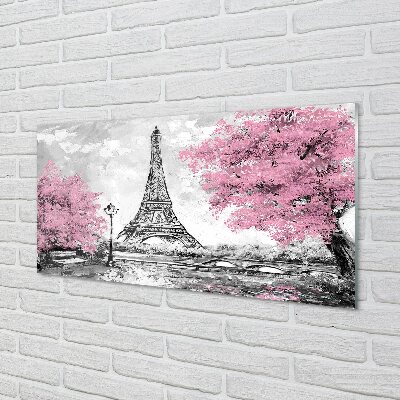 Staklena slika za zid Pariško proljetno drveće