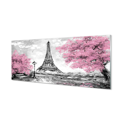 Staklena slika za zid Pariško proljetno drveće