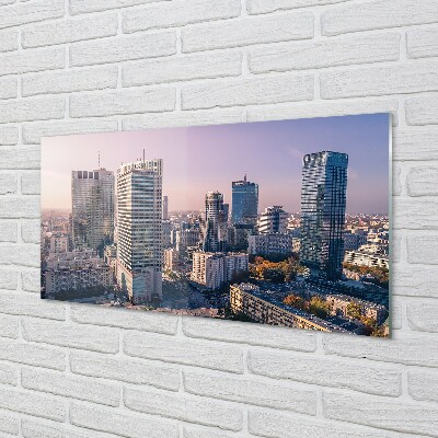 Staklena slika za zid Panorama varšavskih nebodera