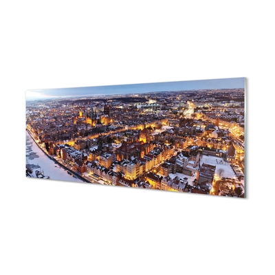 Staklena slika Gdanjsk Zimska panorama rijeke