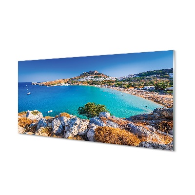 Fotografija na staklu Panoramska plaža Grčke obale