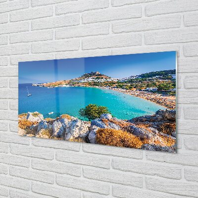 Fotografija na staklu Panoramska plaža Grčke obale