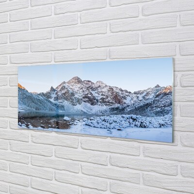Staklena slika Planine zimsko snježno jezero