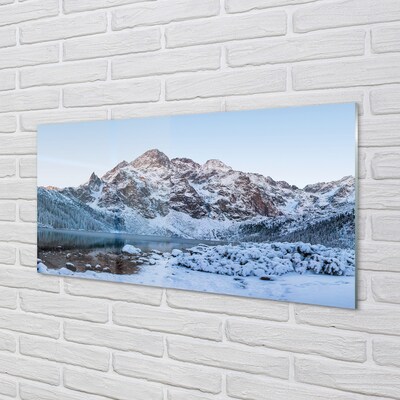 Staklena slika Planine zimsko snježno jezero