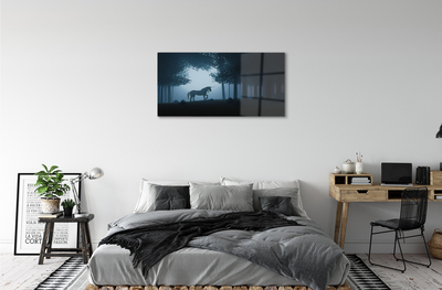 Staklena slika za zid Noćna šuma jednoroga