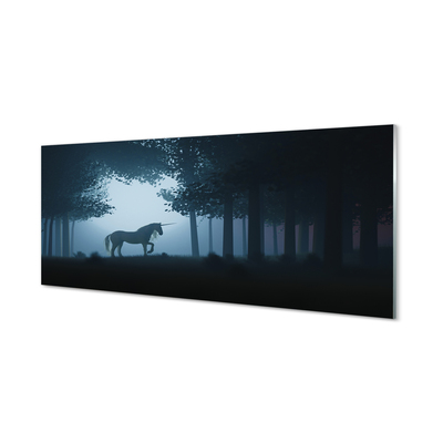 Staklena slika za zid Noćna šuma jednoroga