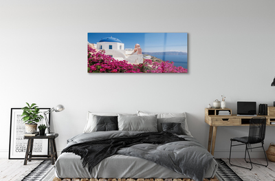 Staklena slika Grčka Cvijeće morske zgrade