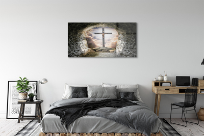 Staklena slika Pećinski križ svjetlo Isusa