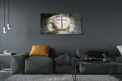 Staklena slika Pećinski križ svjetlo Isusa