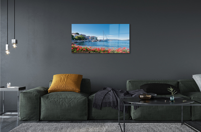 Staklena slika za zid Morski brod nebo ljeto