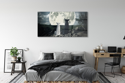 Staklena slika Vukova mjesečeva šuma