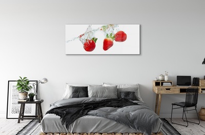Staklena slika za zid Bijela pozadina vodenih jagoda
