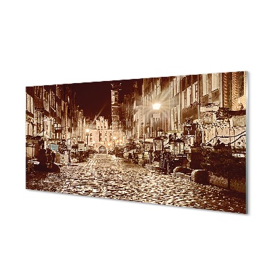 Staklena slika za zid Stari grad Gdanjska noću