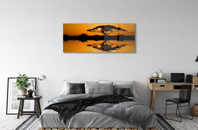 Staklena slika za zid Drvo zalaska sunca