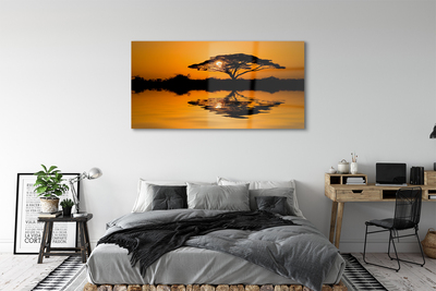 Staklena slika za zid Drvo zalaska sunca