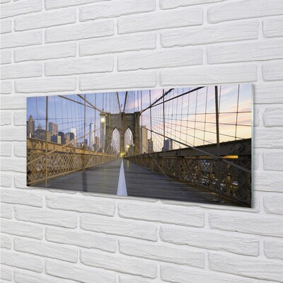 Staklena slika za zid Most nebodera zalazak sunca