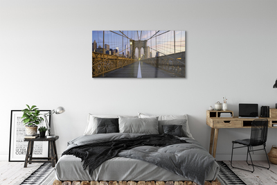 Staklena slika za zid Most nebodera zalazak sunca