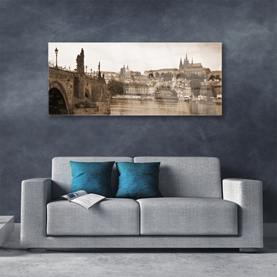 Staklena slika za zid Krajolik Praškog mosta