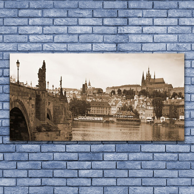 Staklena slika za zid Krajolik Praškog mosta