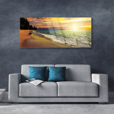 Staklena slika Sunčeva plaža Morski krajolik
