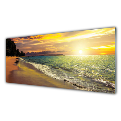Staklena slika Sunčeva plaža Morski krajolik