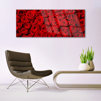 Staklena slika Ruže na zidu