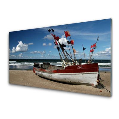 Staklena slika za zid Sea Beach Boat Landscape