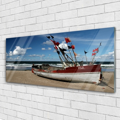 Staklena slika za zid Sea Beach Boat Landscape