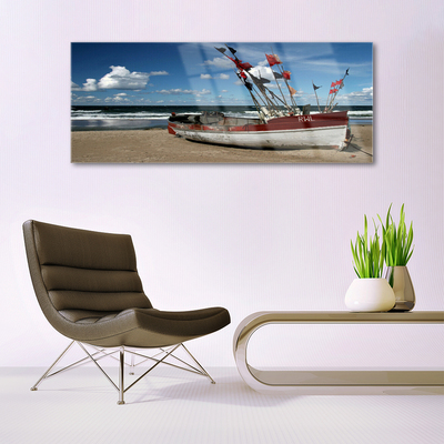 Staklena slika za zid Sea Beach Boat Landscape