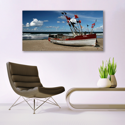 Staklena slika za zid Sea Beach Boat Landscape